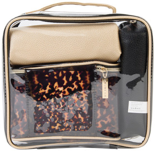 Thumbnail 3: Tahari Tahari 4 Pc Clear Animal Print Cosmetic Travel Bag Set 