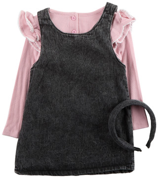 Thumbnail 2: Little Lass Little Lass Toddler Girls 3 Pc Jumper Dress Set 
