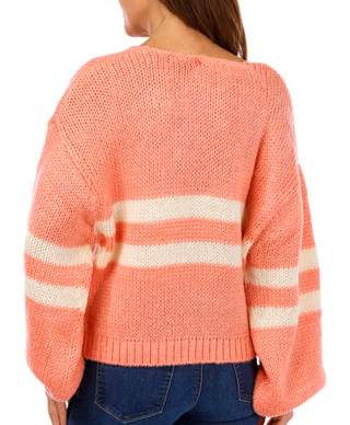 Thumbnail 2: BY TOGETHER By Together Juniors Stripe V-Neck Sweater 