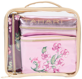 Thumbnail 1: Tahari Tahari 4 Pc Clear Floral Print Cosmetic Travel Bag Set 