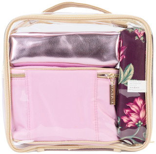 Thumbnail 2: Tahari Tahari 4 Pc Clear Floral Print Cosmetic Travel Bag Set 