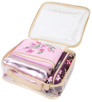 Thumbnail 3: Tahari Tahari 4 Pc Clear Floral Print Cosmetic Travel Bag Set 