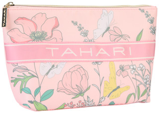 Thumbnail 1: Tahari Tahari Pink Floral Logo Cosmetic Bag 