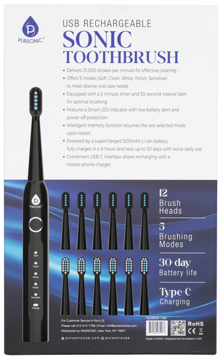 Thumbnail 2: Pursonic Pursonic USB Rechargeable Sonic Toothbrush 