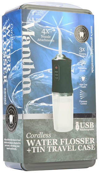 Thumbnail 1: Manthm Manthm Cordless Water Flosser + Tin Travel Case 