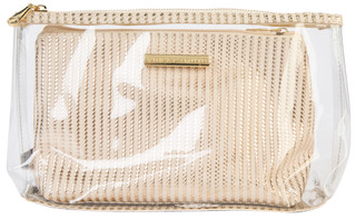 Thumbnail 1: Vince Camuto Vince Camuto 2 Pc Clear Gold Stripe Cosmetic Bag Set 