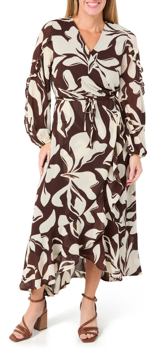 Thumbnail 1: HARLOW & ROSE Harlow & Rose Womens Long Sleeve Chiffon Wrap Maxi Dress 