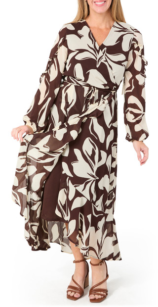 Thumbnail 2: HARLOW & ROSE Harlow & Rose Womens Long Sleeve Chiffon Wrap Maxi Dress 