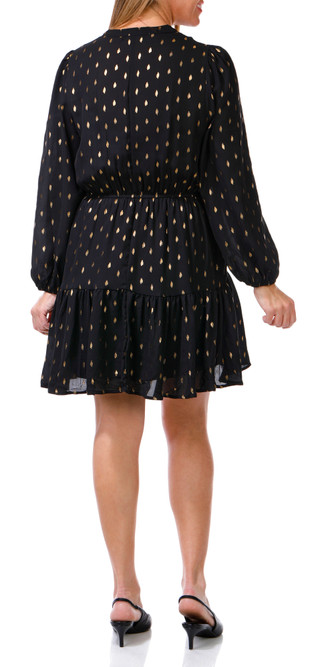 Thumbnail 2: Absolutely Famous Absolutely Famous Womens Long Sleeve Foil Tiered Dress 