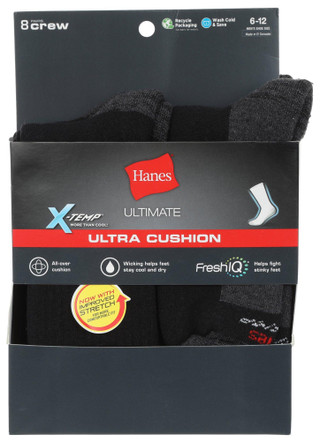 Thumbnail 1: Hanes Hanes Mens 8-Pr. Ultra Cushion Colorblock Crew Socks 