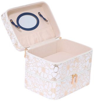 Thumbnail 2: Vince Camuto Vince Camuto White Gold Floral Large Travel Cosmetic Case 
