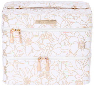 Thumbnail 1: Vince Camuto Vince Camuto White Gold Floral Large Travel Cosmetic Case 