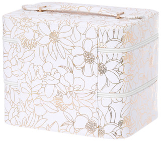 Thumbnail 4: Vince Camuto Vince Camuto White Gold Floral Large Travel Cosmetic Case 