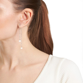 Thumbnail 2: ATHRA Athra Silver and Pearl Drop Earrings 