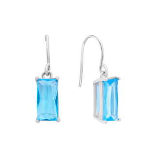 Thumbnail 1: ATHRA Athra Blue CZ Rectangle Drop Earrings 