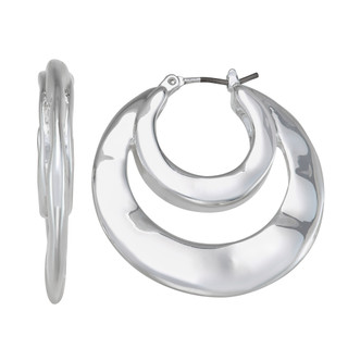 Thumbnail 1: Napier Napier Silver 32MM Double Hoop Earrings 