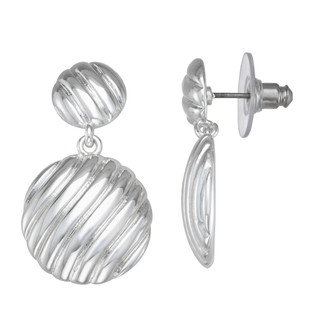 Thumbnail 1: Napier Napier Silver Round Textured Double Drop Earrings 