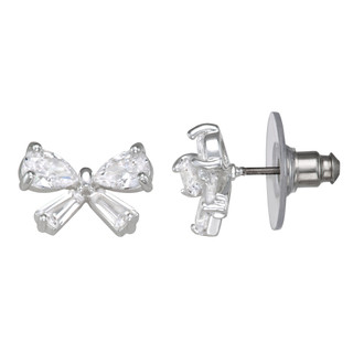 Thumbnail 1: Napier Napier Silver and CZ Bow Stud Earrings 