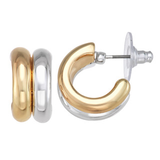 Thumbnail 1: Napier Napier Two Tone 18MM Hoop Earrings 