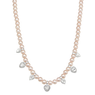 Thumbnail 1: You're Invited You're Invited Crystal and Pink Pearl Necklace 