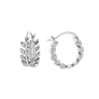Thumbnail 1: ATHRA Athra CZ Leaf Hoop Earrings 
