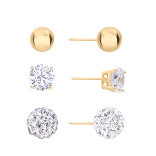 Thumbnail 1: ATHRA Athra Gold 3 Pc CZ Stud Earrings 