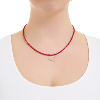 Thumbnail 2: ATHRA Athra Red Beaded and Silver Open Heart Necklace 