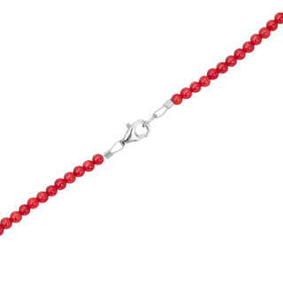 Thumbnail 3: ATHRA Athra Red Beaded and Silver Open Heart Necklace 