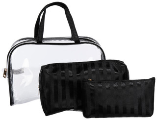 Thumbnail 2: Imoshion Imoshion 3 Pc Black Striped Cosmetic Bag Set 