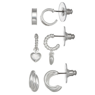 Thumbnail 1: Napier Napier Silver 3 Pc Hoop Earrings 