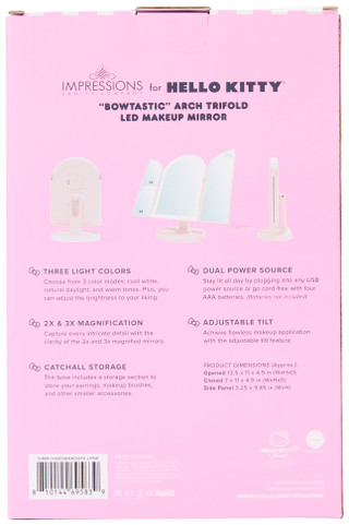 Thumbnail 2: Hello Kitty Hello Kitty Bowtastic Arch Trifold LED Makeup Mirror 