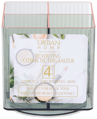 Thumbnail 1: URBAN HOME Urban Home Clear Ribbed Square Revolving Cosmetic Organizer 