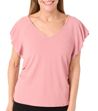 Thumbnail 1: RACHEL ROY Rachel Roy Womens Ribbed Puff Short Sleeve Top 