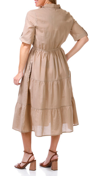 Thumbnail 2: Kaktus Kaktus Womens Short Sleeve Cambric Tier Shirt Dress 