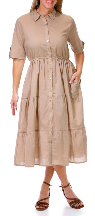 Thumbnail 1: Kaktus Kaktus Womens Short Sleeve Cambric Tier Shirt Dress 