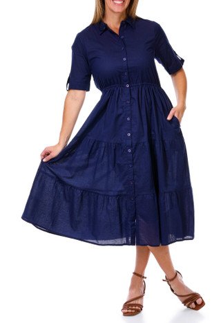 Thumbnail 1: Kaktus Kaktus Womens Short Sleeve Cambric Tier Shirt Dress 