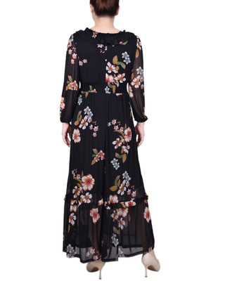 Thumbnail 2: NY COLLECTION NY Collection Petite Long Sleeve Mesh Maxi Dress 