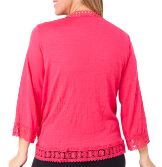 Thumbnail 2: Onque Onque Womens Solid 3/4 Sleeve Lace Trim Open Cardigan 