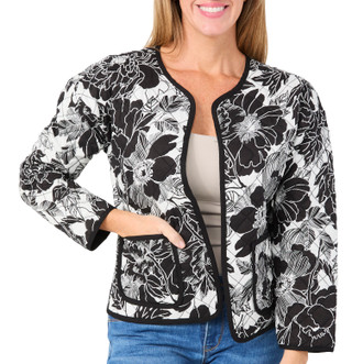 Thumbnail 1: Onque Onque Petite Long Sleeve Floral Quilted Reversible Jacket 
