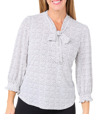 Thumbnail 1: Adrianna Papell Adrianna Papell Womens 3/4 Sleeve Smock Bow Neck Top 