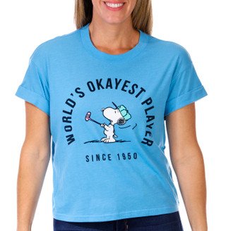 Thumbnail 1: Peanuts Peanuts Womens Short Sleeve Snoopy Golf Okayest Player Tee 
