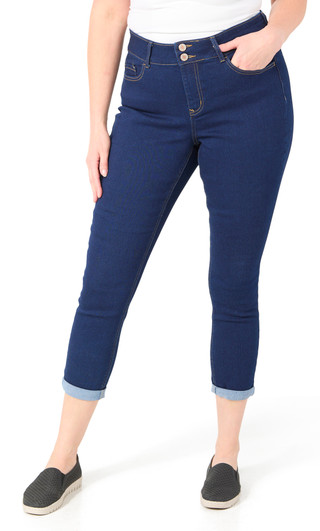 Thumbnail 1: COPPERFLASH Copperflash Plus Mid Rise Double Button Cuff Denim Capris 
