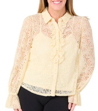 Thumbnail 1: Nicole Miller Nicole Miller Womens Long Sleeve Lace Ruffle Button Down Top 