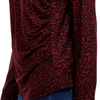Thumbnail 2: Democracy Democracy Womens Long Sleeve Print Asymmetrical Ruching Top 