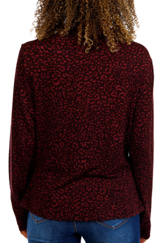 Thumbnail 3: Democracy Democracy Womens Long Sleeve Print Asymmetrical Ruching Top 