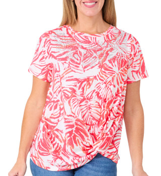 Thumbnail 1: Onque Onque Womens Short Sleeve Embellished Twist Hem Top 