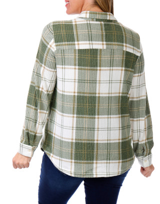 Thumbnail 2: ALEX & JORDAN Women's Long Sleeve Plaid Button Down Top 