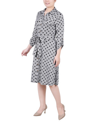 Thumbnail 3: NY COLLECTION Petite 3/4 Sleeve Roll Tab Shirtdress 
