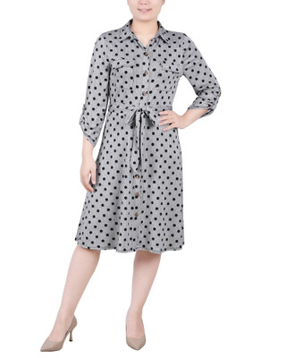 Thumbnail 1: NY COLLECTION Petite 3/4 Sleeve Roll Tab Shirtdress 