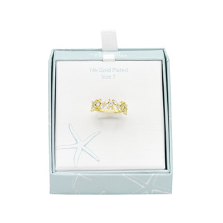 Thumbnail 1: Ocean Treasures Ocean Treasures Boxed Gold CZ Flower Ring 